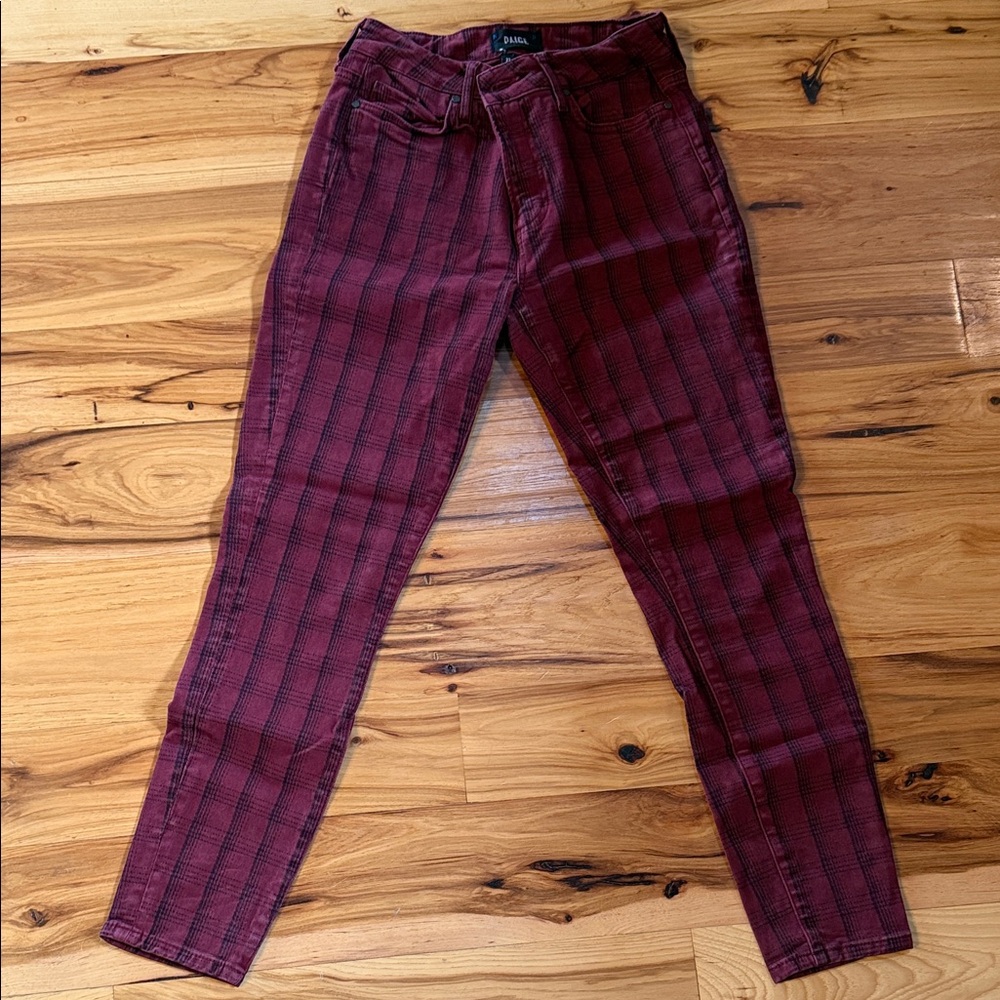 Red Plaid Skinny Jeans